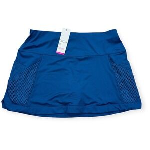 NEW Lucky In Love Tennis Skort Womens Large Blue Mesh Pocket Golf Skirt Athletic